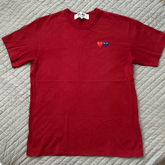 Comme des Garcons PLAY Red T-Shirt with Heart Logo - Picture 1 of 4